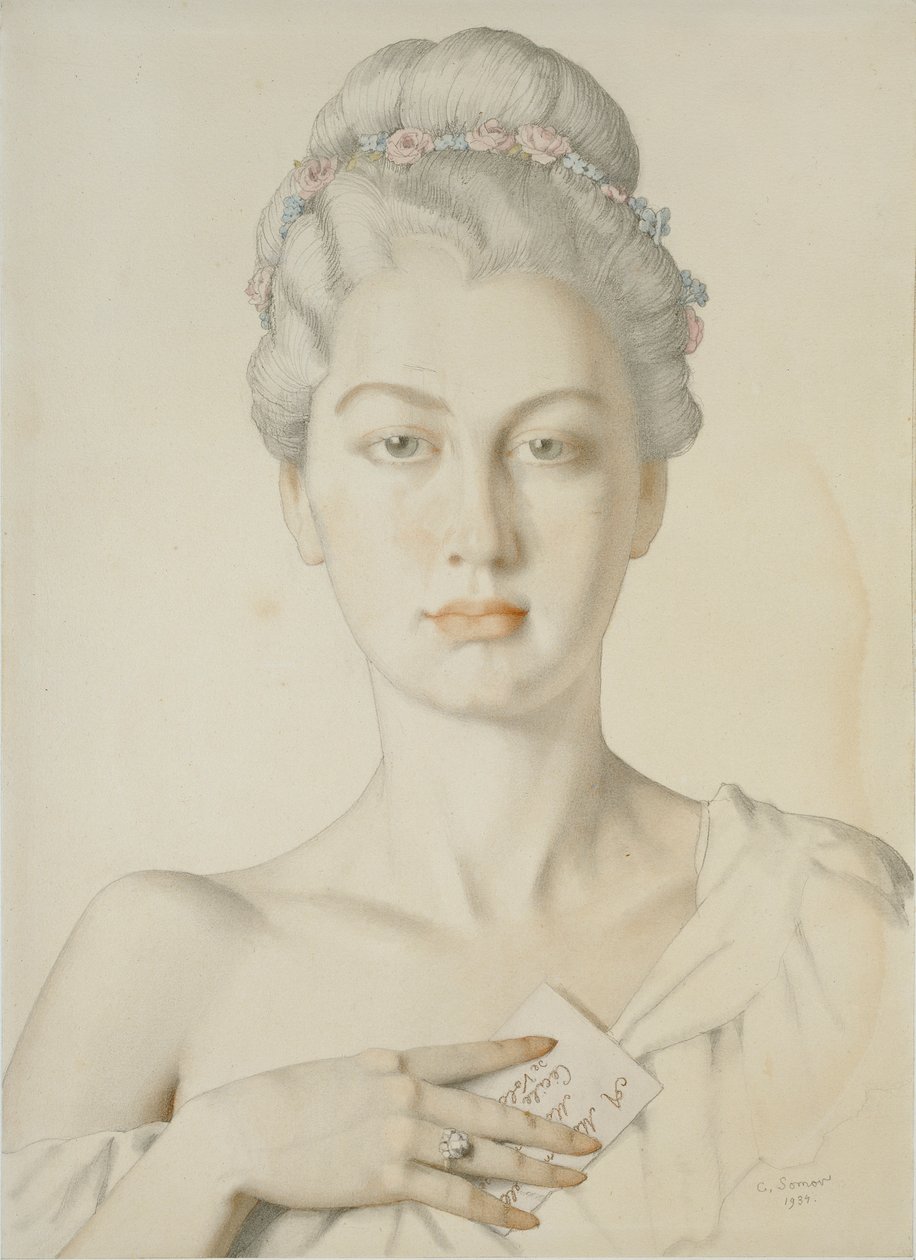 Cécile de Volanges képzeletbeli portréja Choderlos de Laclos „Veszélyes kapcsolatok” című művében, 1934 alkotó: Konstantin Somov