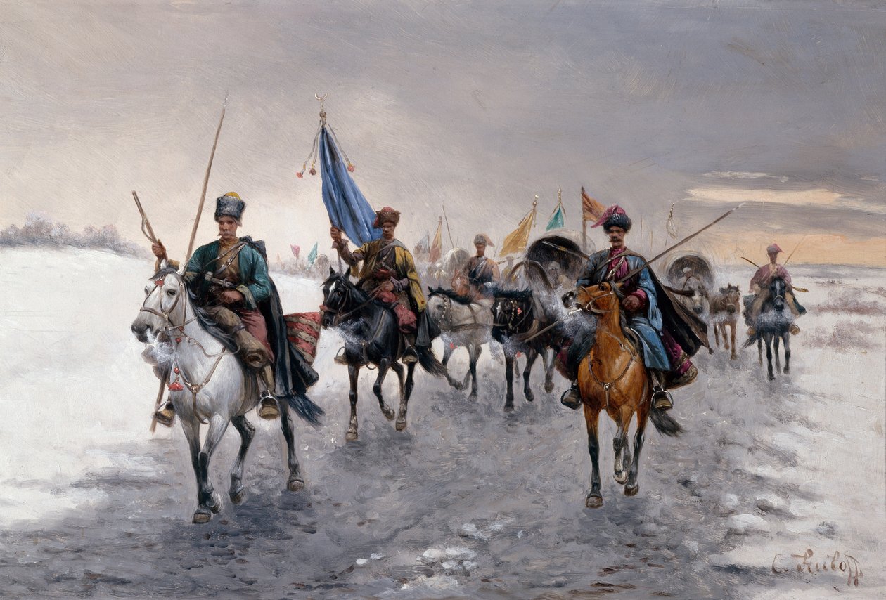 Aranyszállítás Szibériában (olaj, vászon) alkotó: Konstantin Stoilov
