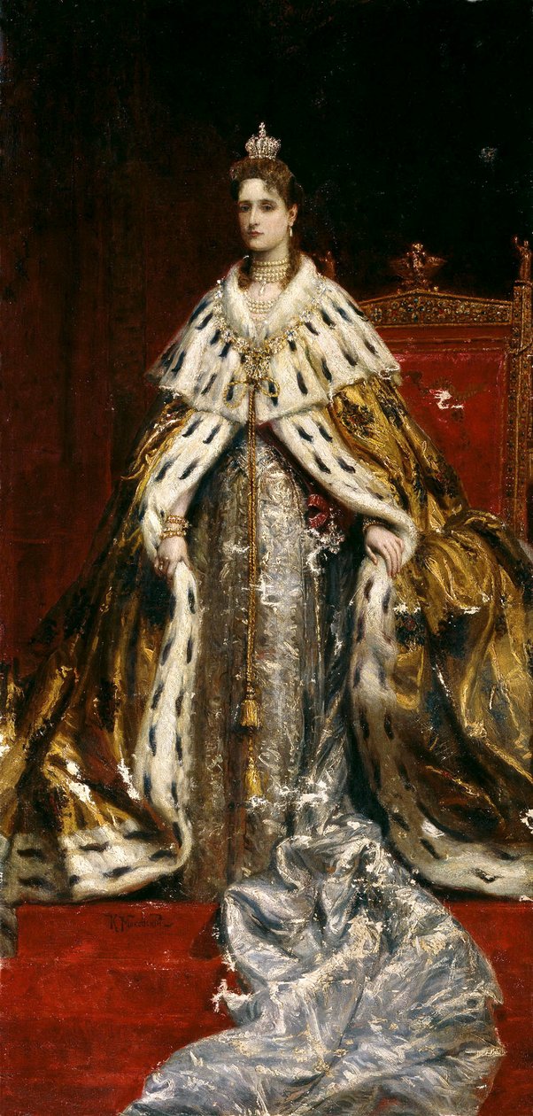 Alekszandra Fjodorovna orosz császárnő 1872-1918, II. Miklós cár feleségének portréja, 1890-es évek. alkotó: Konstantin Yegorovich Makovsky