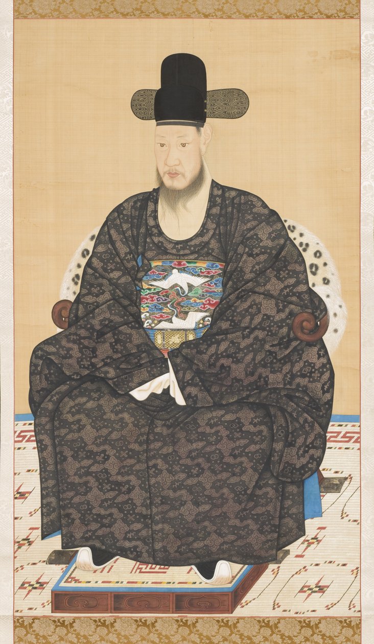 Tudós-hivatalos köntös portréja, 19. század (selyemen függő tekercs, tinta és szín) alkotó: Korean School