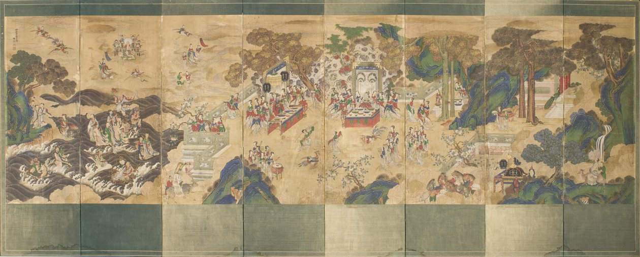 Seowangmo bankettje, 1800 körül (tinta, szín és arany selyemen) alkotó: Korean School