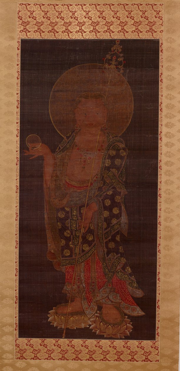 Bodhisattva Kshitigarbha (Jijang bosal), 13. század vége vagy 14. század eleje (tinta, szín és arany a selyemen) alkotó: Korean School