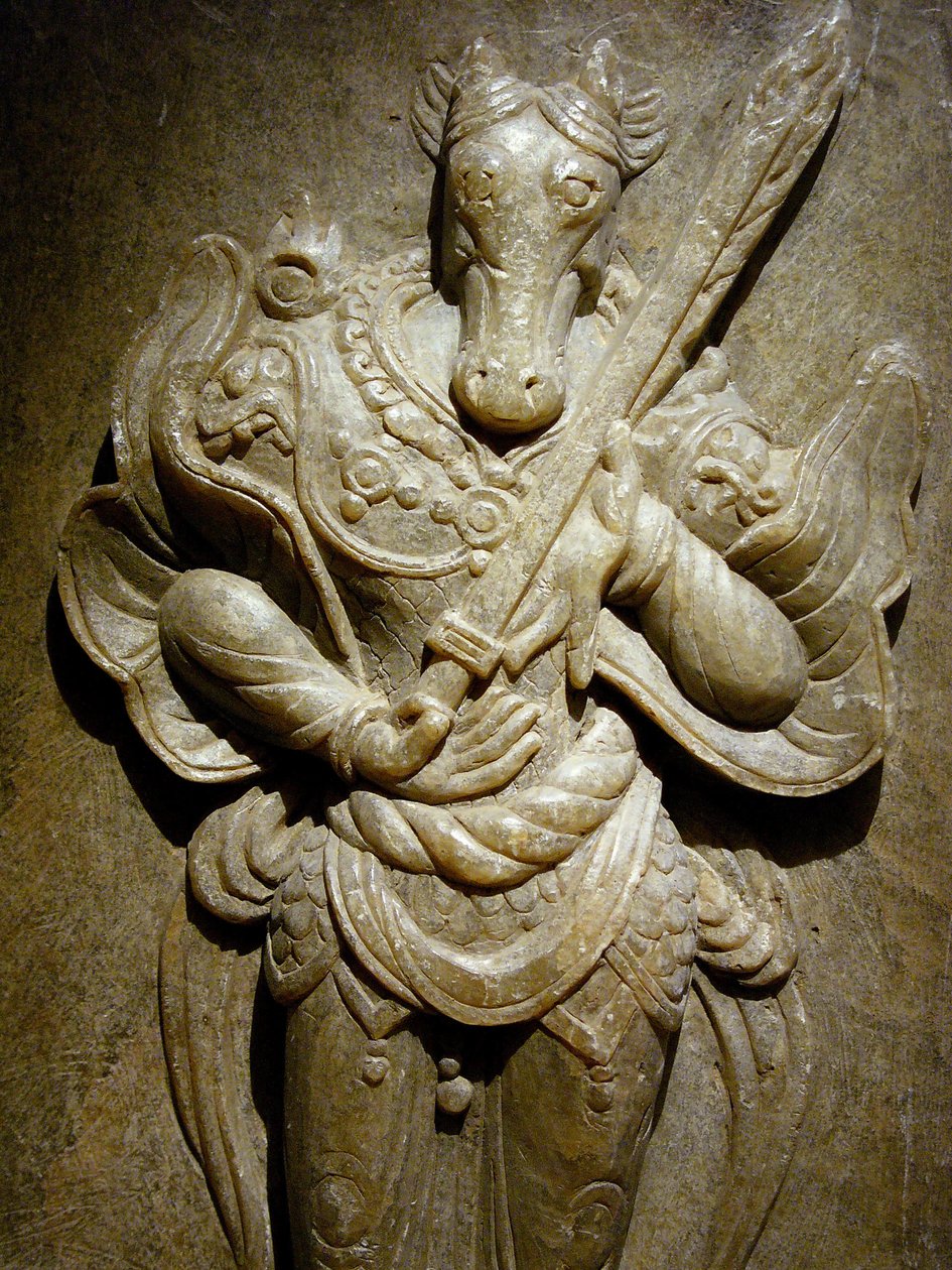 Sírdísz, zodiákus ló agalmatoliton, 8. század az Északi és Déli Királyság időszaka alatt, Korea. Fényképészet, Szöuli Nemzeti Múzeum, Koreai Köztársaság alkotó: Korean School