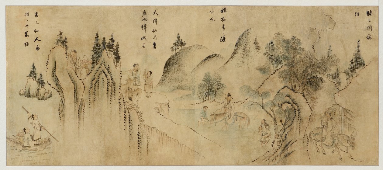 Táj halhatatlanokkal, 19. század vége (tinta és színes papíron) alkotó: Korean School