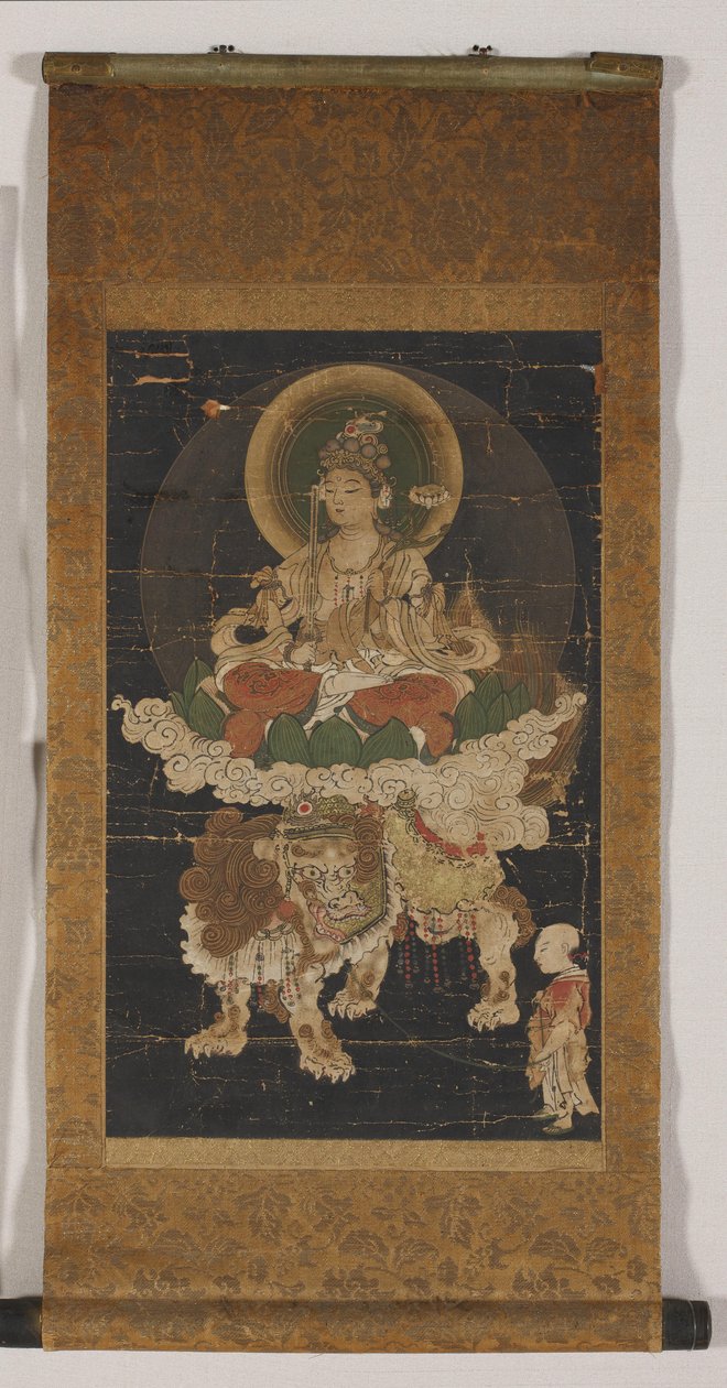 Manjushri (színes selyem, függő tekercsként rögzítve) alkotó: Korean School