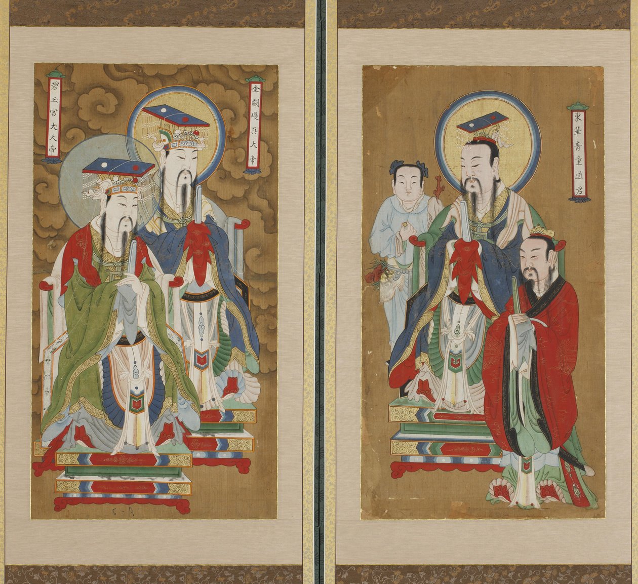 Felvonulási jelenet, Choson-dinasztia (színes papíron és selyemen) alkotó: Korean School
