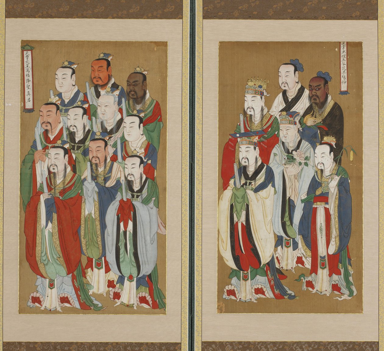 Felvonulási jelenet, Choson-dinasztia (színes papíron és selyemen) alkotó: Korean School