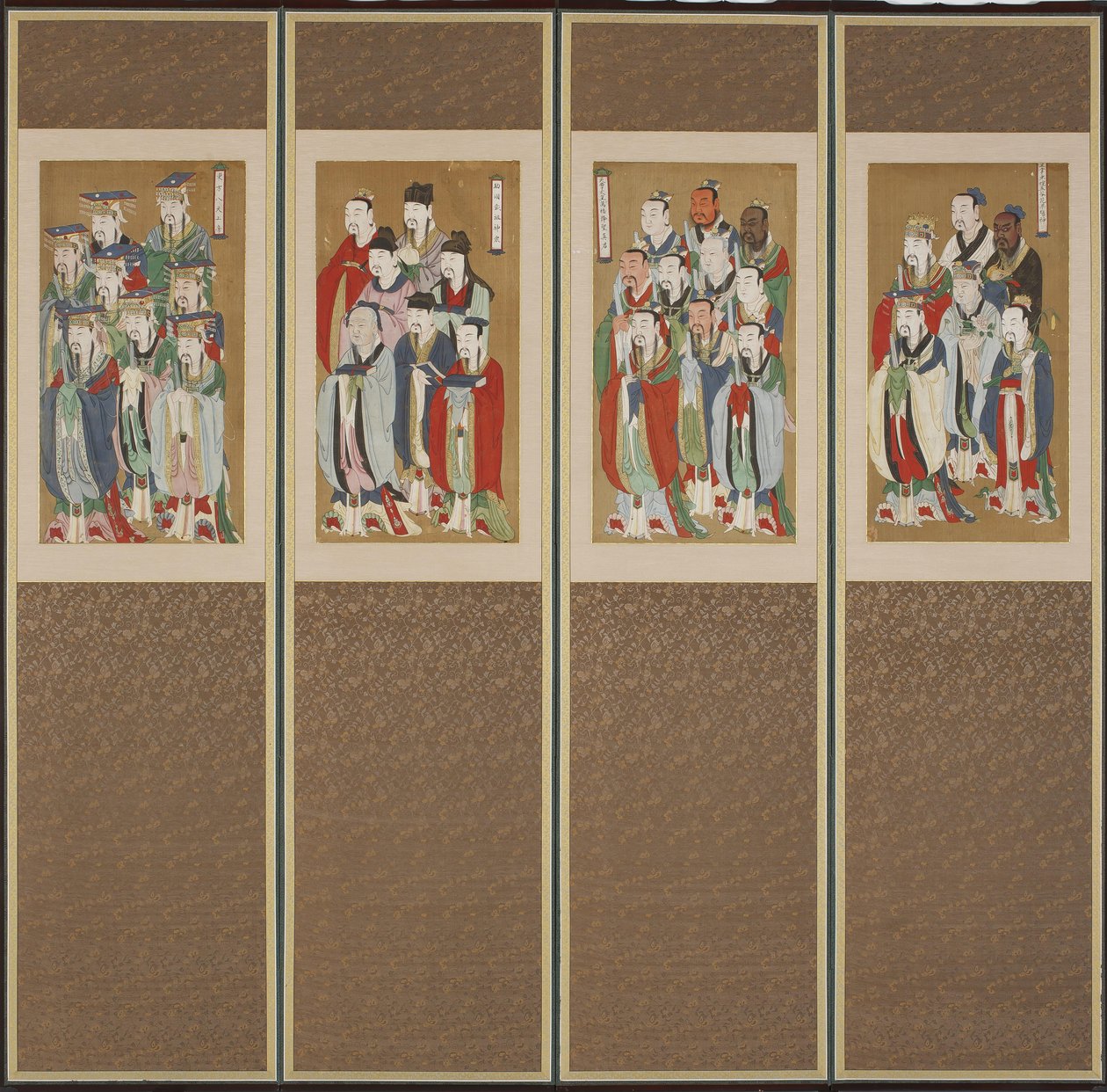 Felvonulási jelenet, Choson-dinasztia (színes papíron és selyemen) alkotó: Korean School