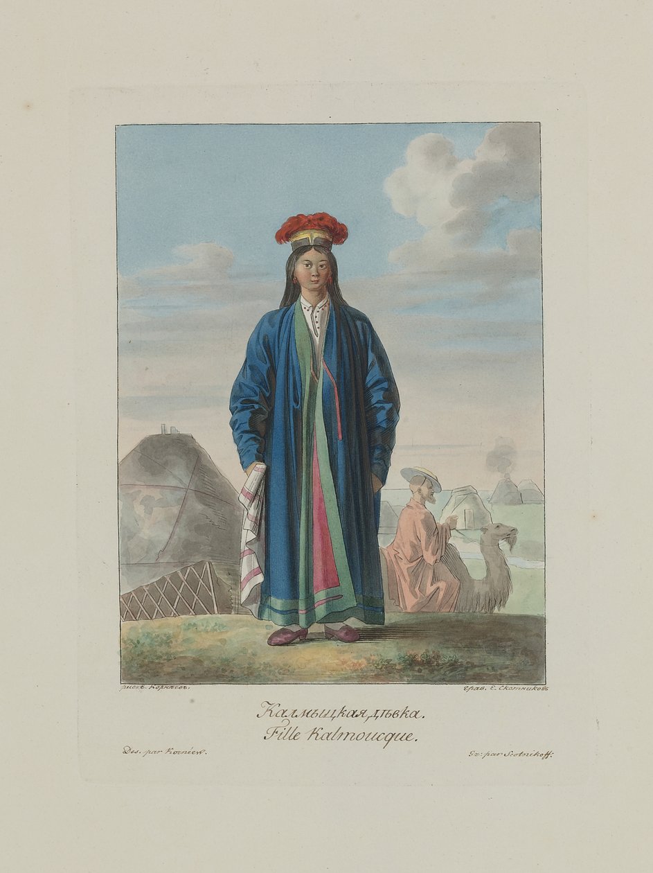 Kalmyk lány. Oroszország népeiből, 1812 alkotó: Korneev