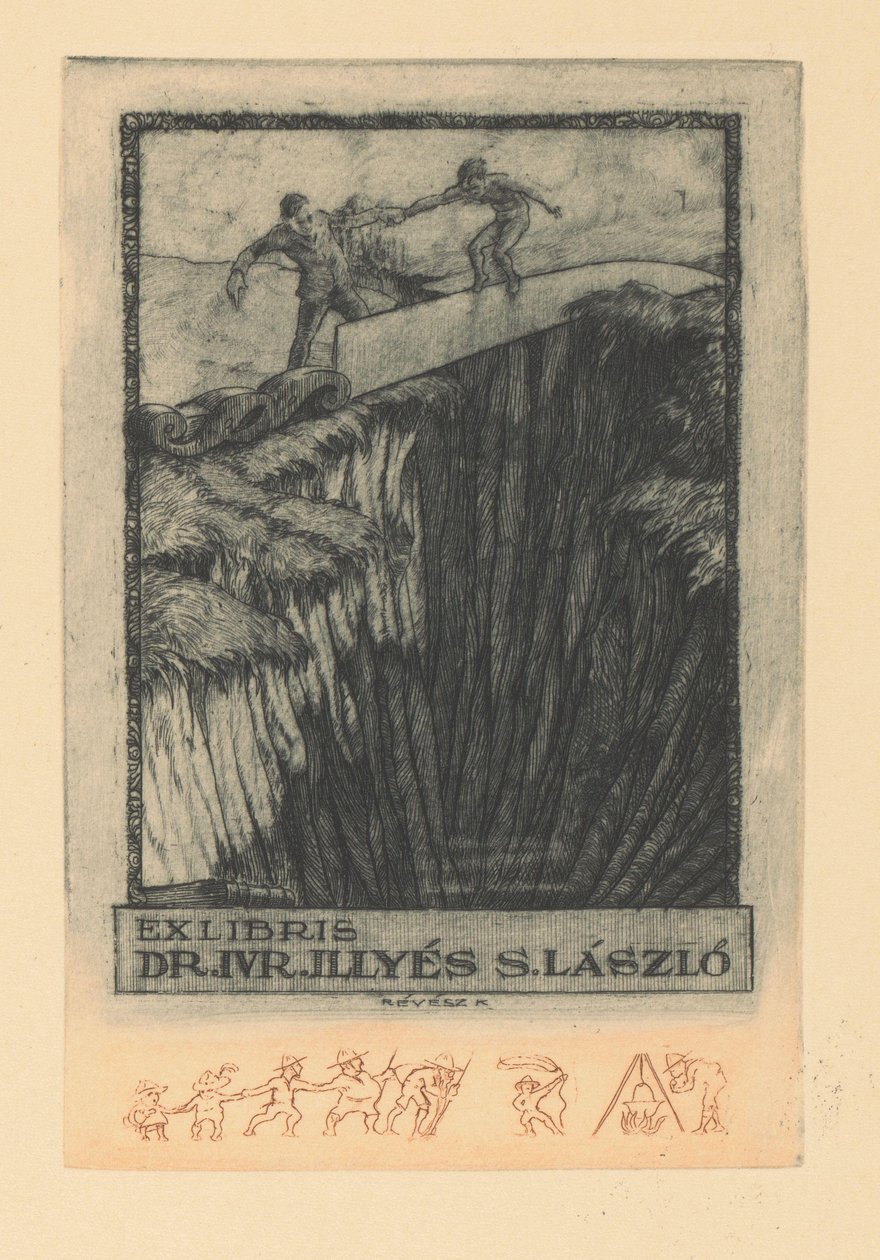 Ex libris van Sándor László Illyés Ex libris dr. ivr. Illyés S. Lászlo (title on object) alkotó: Kornél Révész