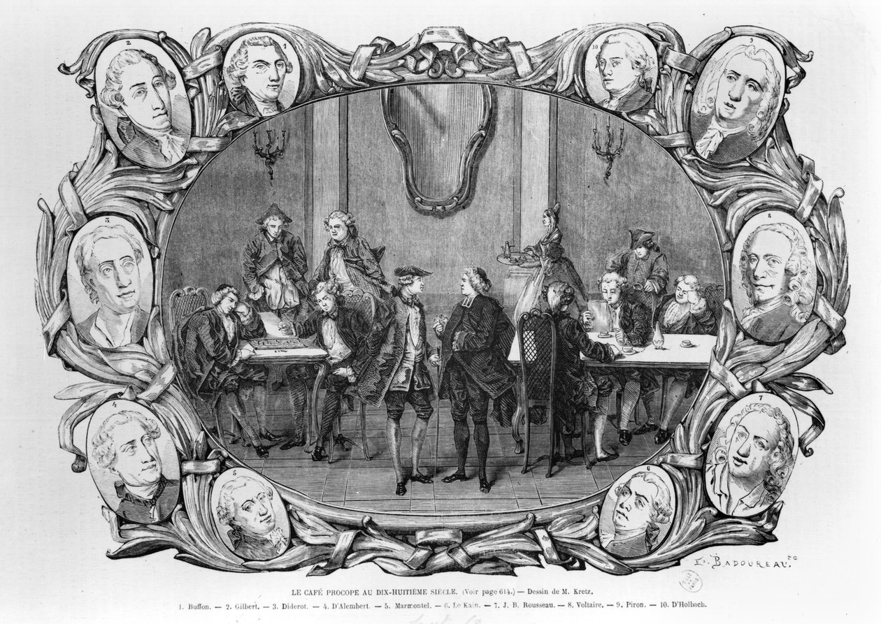 A Cafe Procope, vésette Jean Francois Badoureau (sz. 1789) alkotó: Kretz