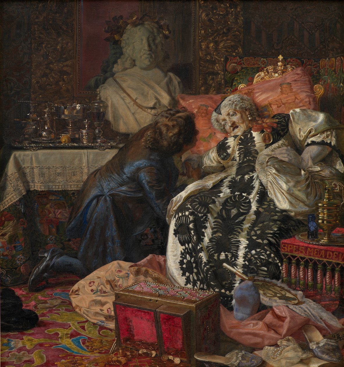 Sophie Amalie királynő halála alkotó: Kristian Zahrtmann