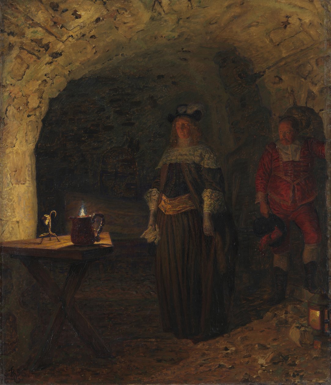 Leonora Christina, Frederik Ahlefeldt vezetésével a Kék toronyban, 1893. alkotó: Kristian Zahrtmann