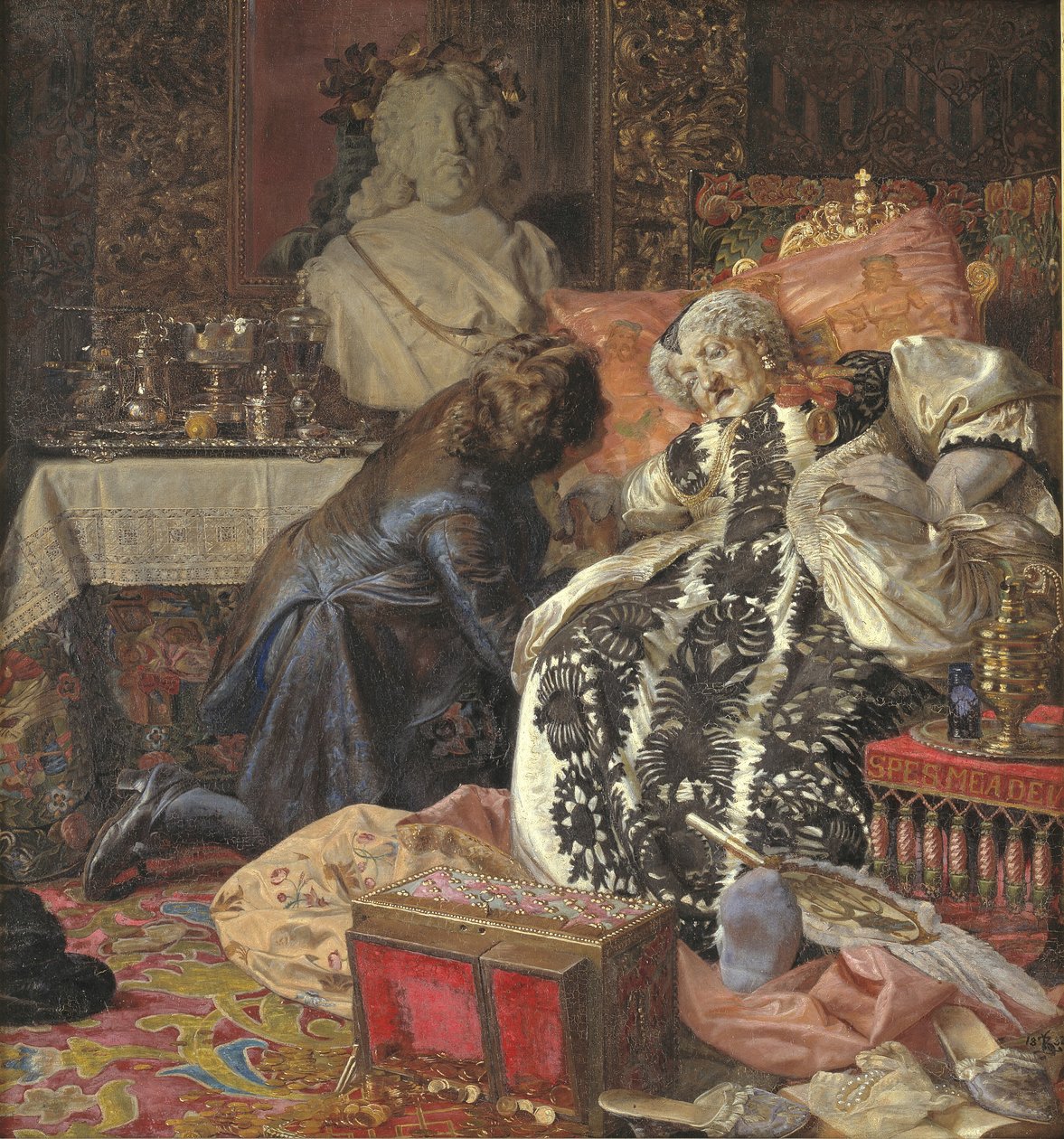 Sophie Amalie királynő halála alkotó: Kristian Zahrtmann