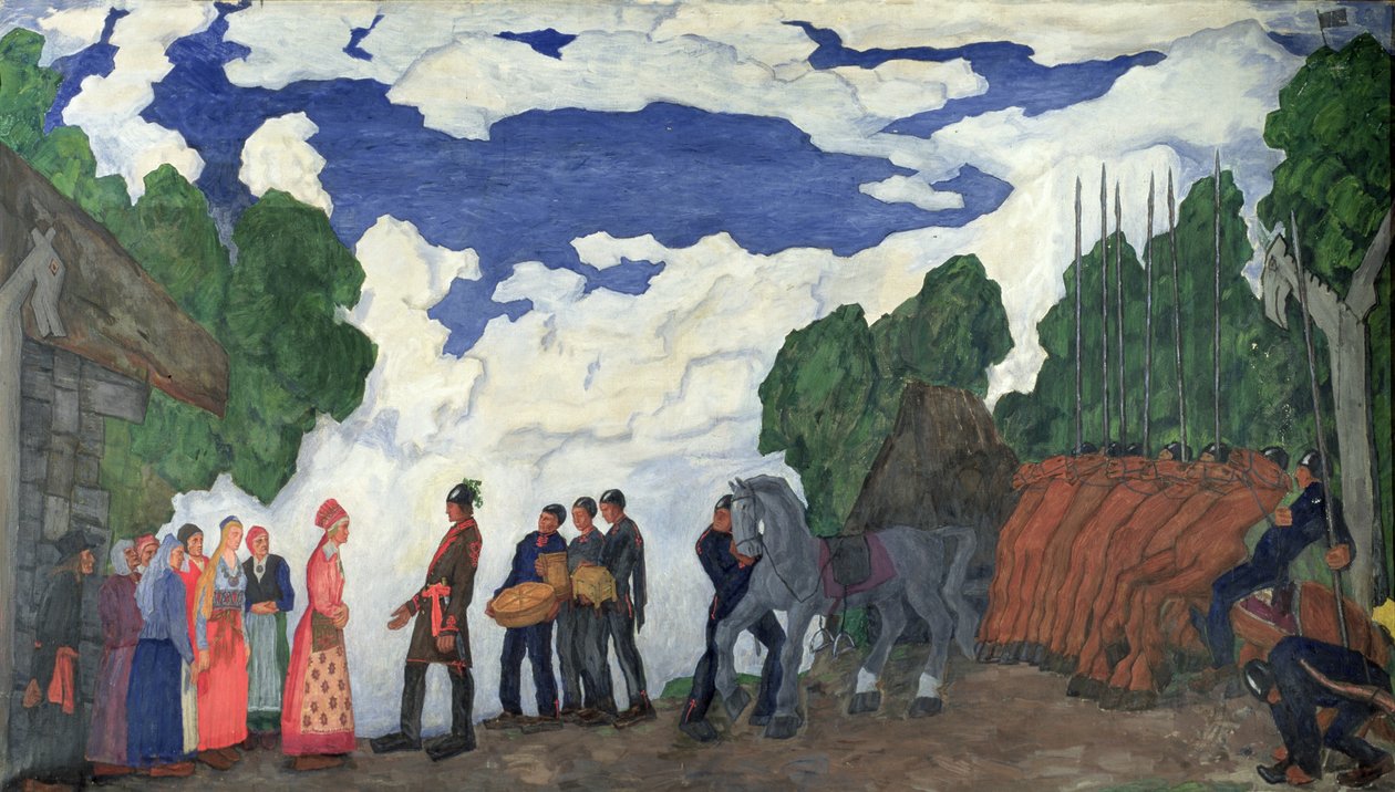 Kalev házassági ajánlata (tempera, vászon) alkotó: Kristjan Raud