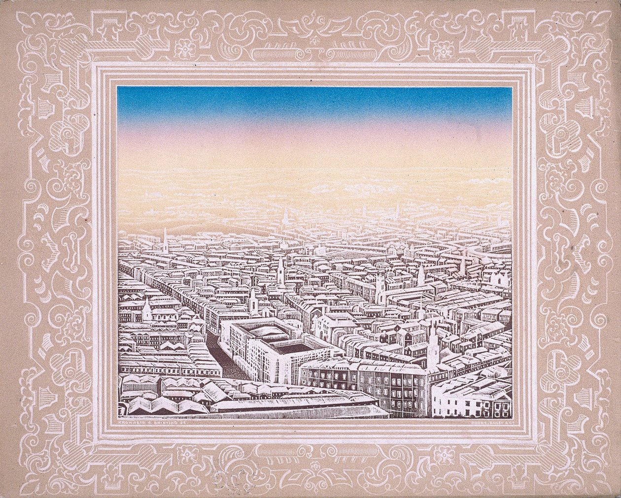 Légi felvétel London dekoratív szegéllyel, c1845 alkotó: Kronheim and Co