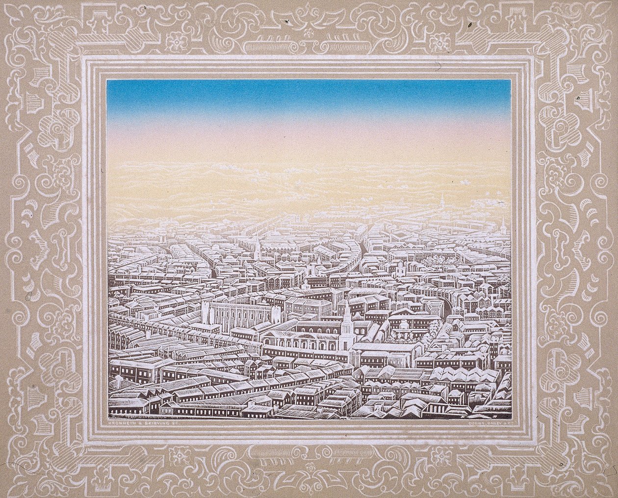 Légi felvétel London dekoratív szegéllyel, c1845 alkotó: Kronheim and Co