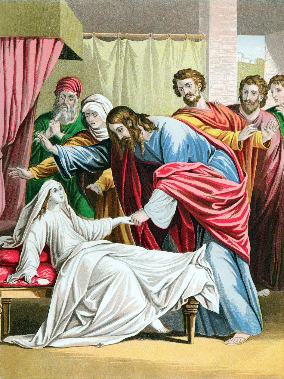 Krisztus feltámasztja a halálból Jairus, a zsinagóga helytartójának lányát, 1860 alkotó: Kronheim and Co