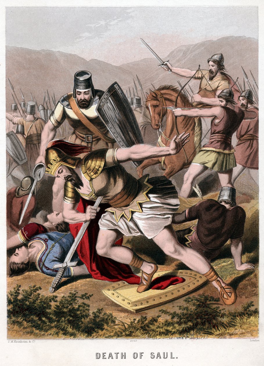 Saul és fegyverhordozója halála a filiszteusokkal vívott csatában, 1870 alkotó: Kronheim and Co