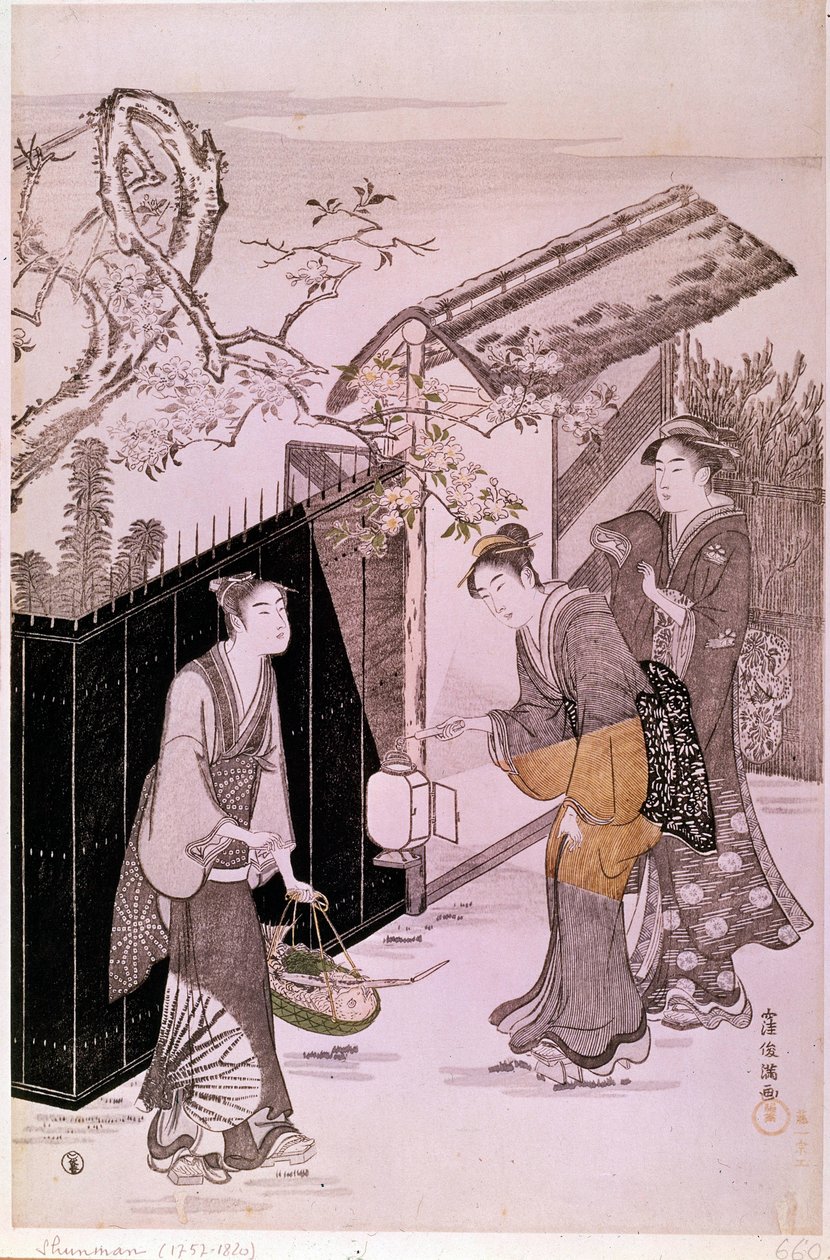 Shunman Kubo (1757-1820) tavaszi japán nyomatának költői estjéről visszatérve. Párizs, Guimet Múzeum, Ázsiai Művészeti Nemzeti Múzeum alkotó: Kubo Shumman