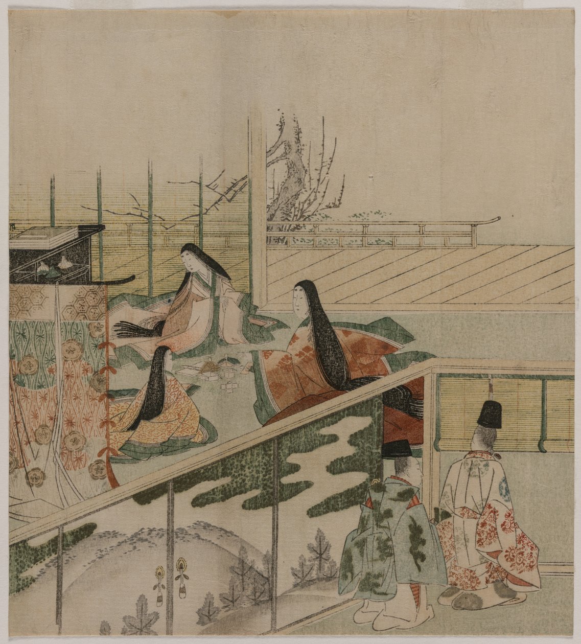 Udvari hölgyek babát készítenek, 1790-es évek. alkotó: Kubo Shunman
