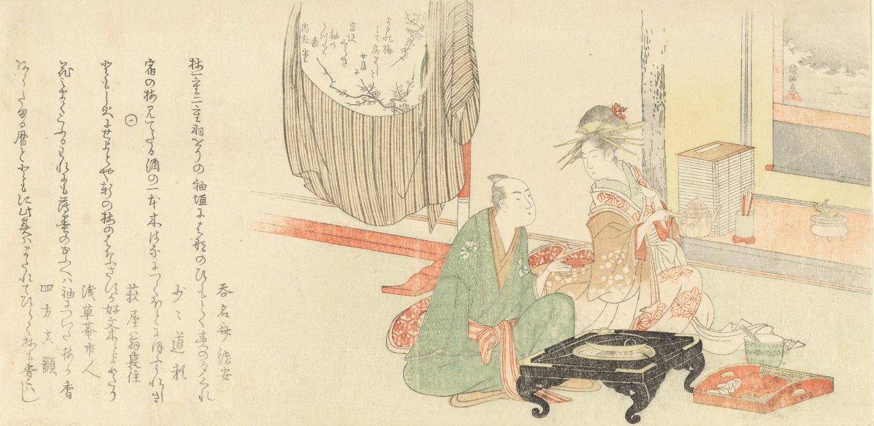 Udvarhölgy a klienssel egy Tokonoma-fülke előtt, 1798. alkotó: Kubo Shunman
