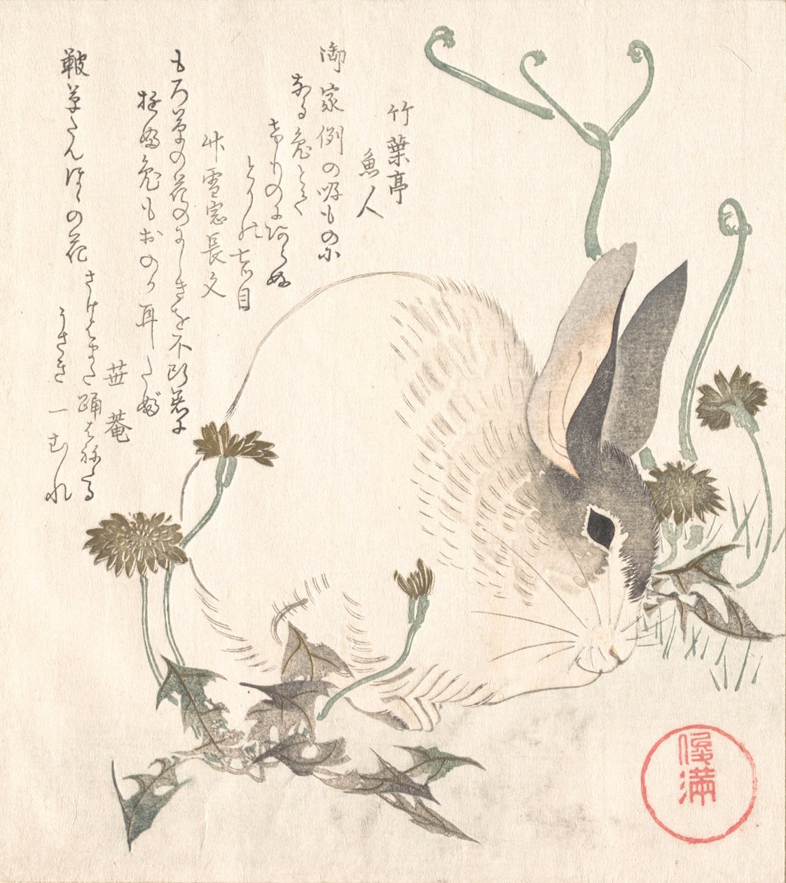 Nyúl és pitypang, valószínűleg 1820. alkotó: Kubo Shunman