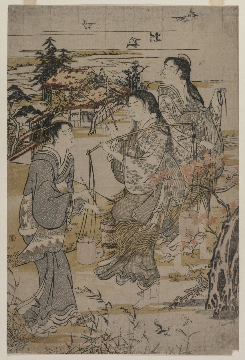 Nők sóvödörrel, a Noda Tama folyó Mutsu tartományban, az 1780-as évek végén. alkotó: Kubo Shunman