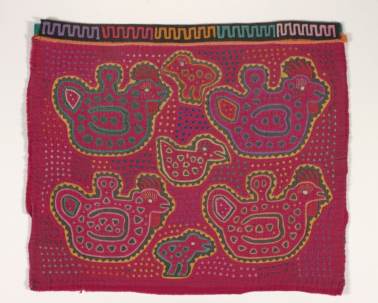 Ing panel (mola) (ratasztott pamut) alkotó: Kuna Indian Culture