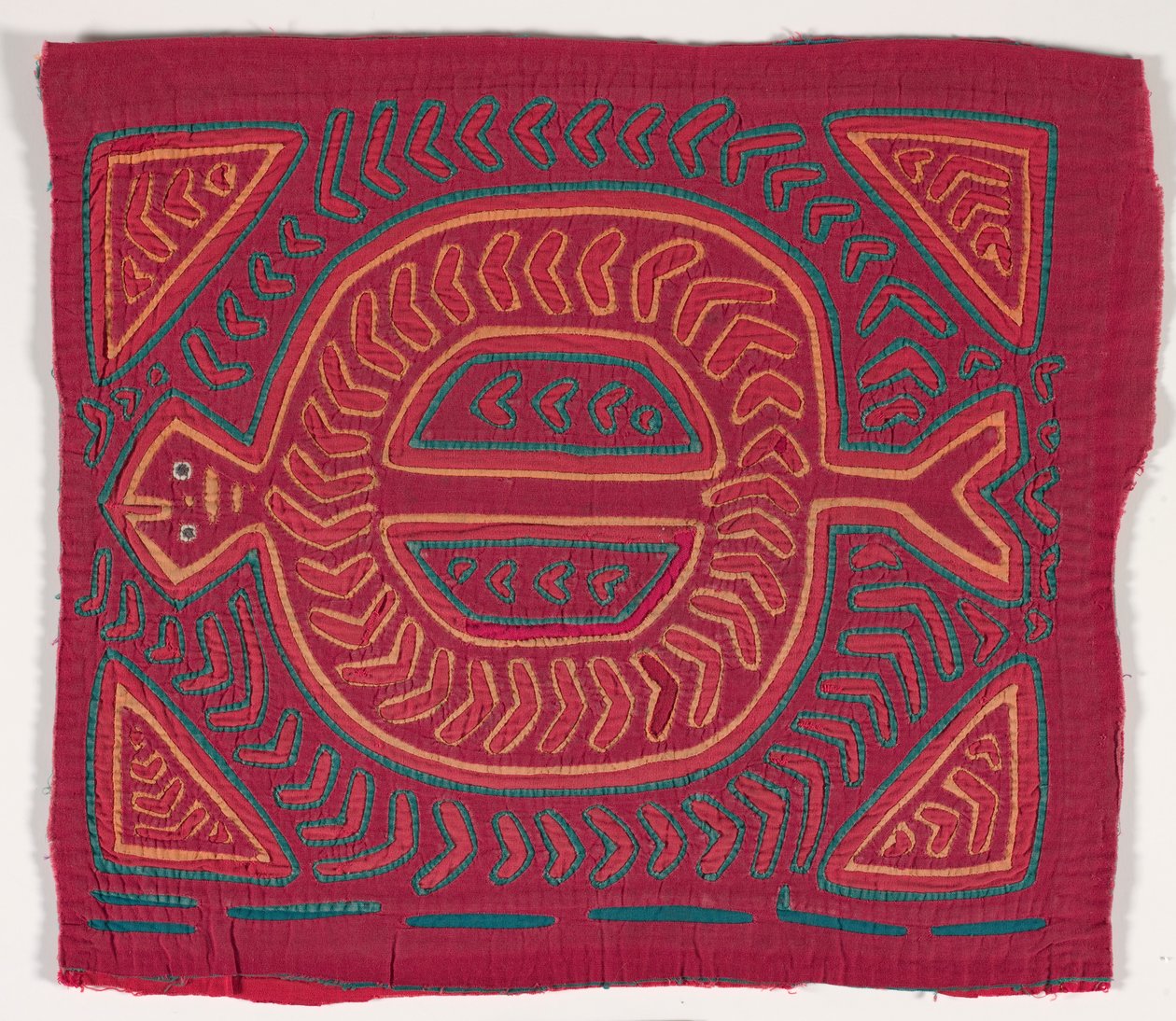 Ing panel (mola) (ratasztott pamut) alkotó: Kuna Indian Culture