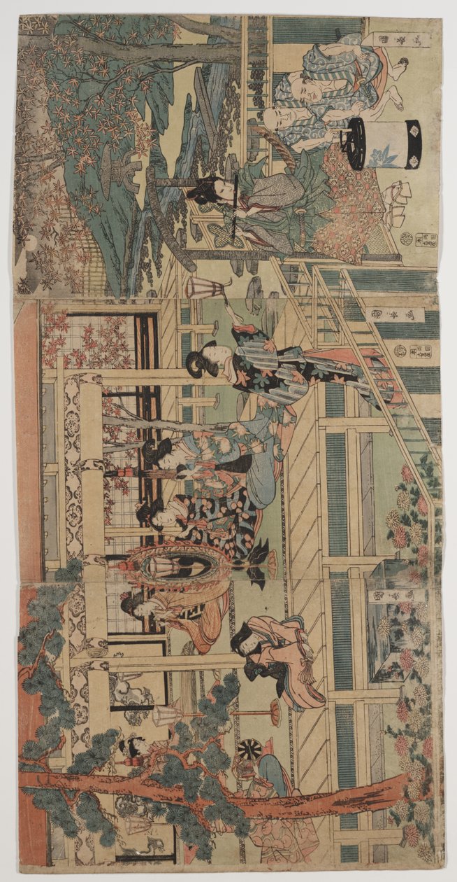 Esti koncertet élvező járókelő (színes fametszet) alkotó: Kuninaga Utagawa