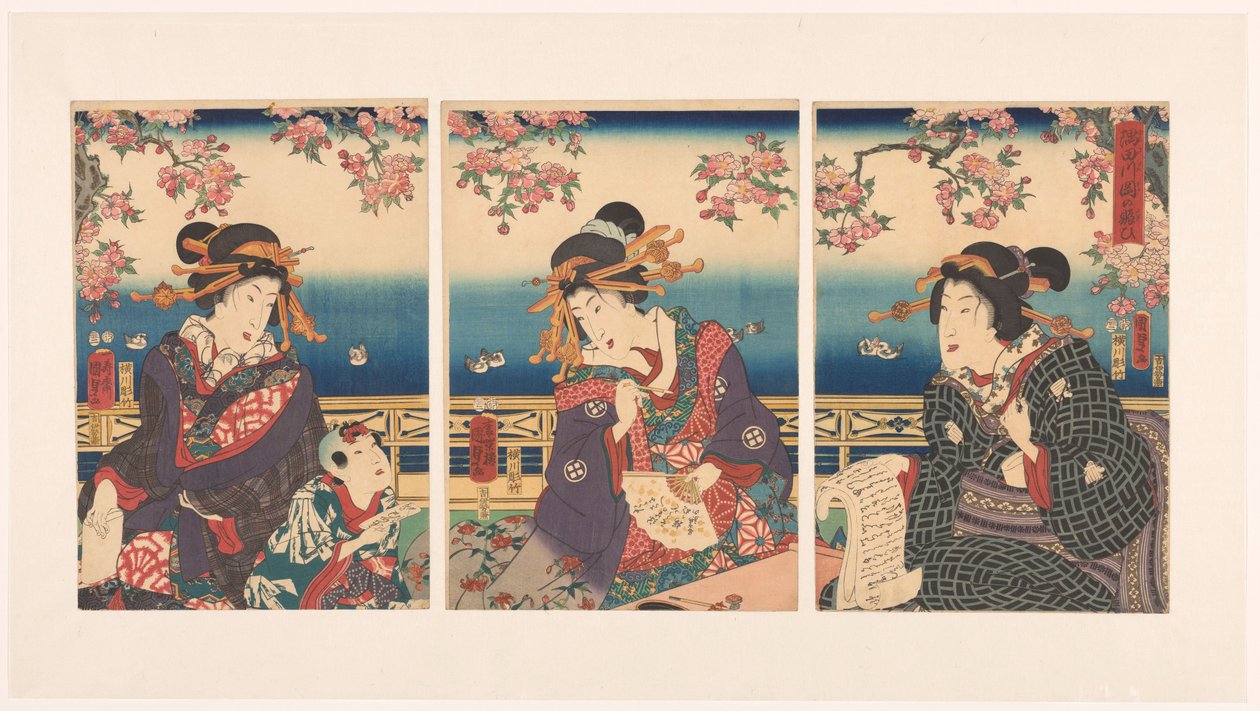 Jólét a hegyekben a Sumida folyó mentén alkotó: Kunisada (II) , Utagawa