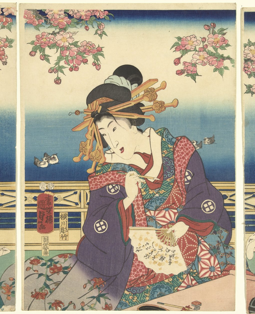 Jólét a hegyekben a Sumida folyó mentén alkotó: Kunisada (II) , Utagawa