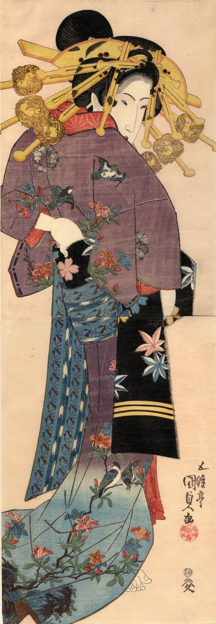 Álló Bijin, 1820 körül alkotó: Kunisada