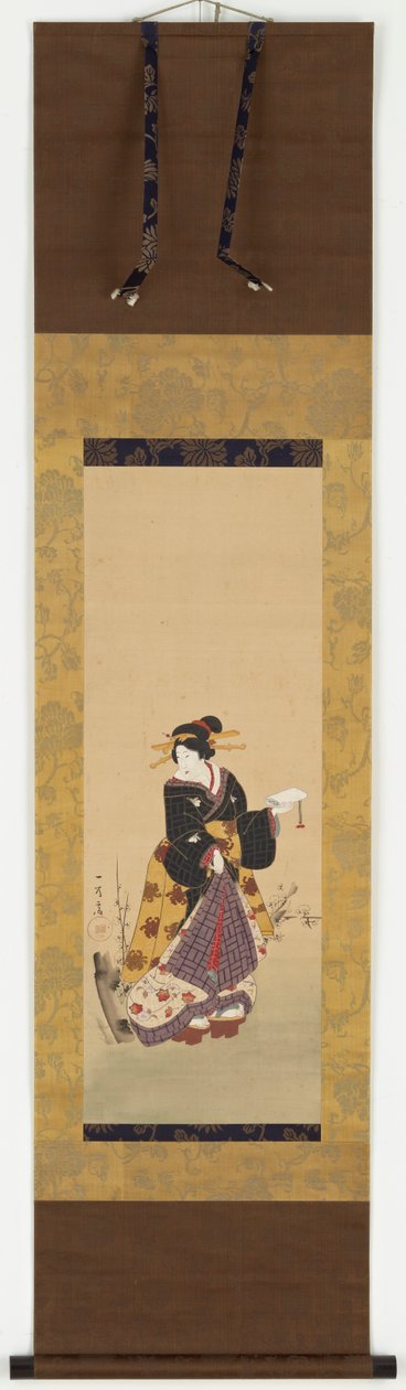 Egy oiran áll egy szilvafa mellett alkotó: Kuniyuki Utagawa