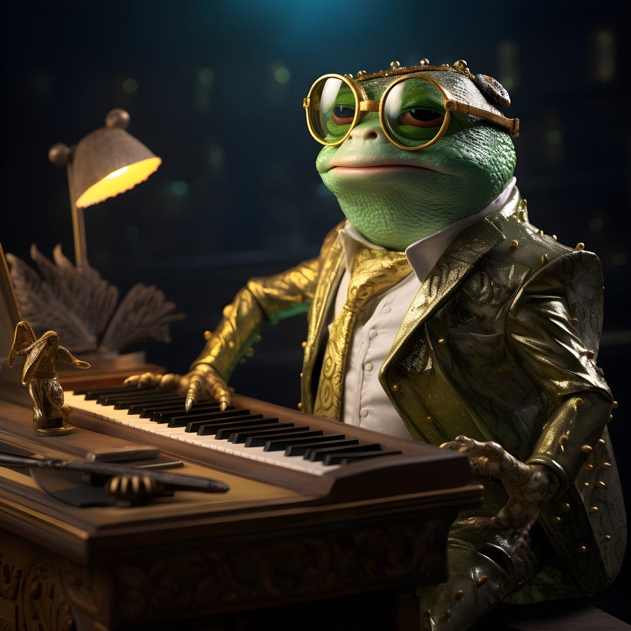 Elton John als Frosch mit Sonnenbrille und Klavier 3 alkotó: Kurt Heppke