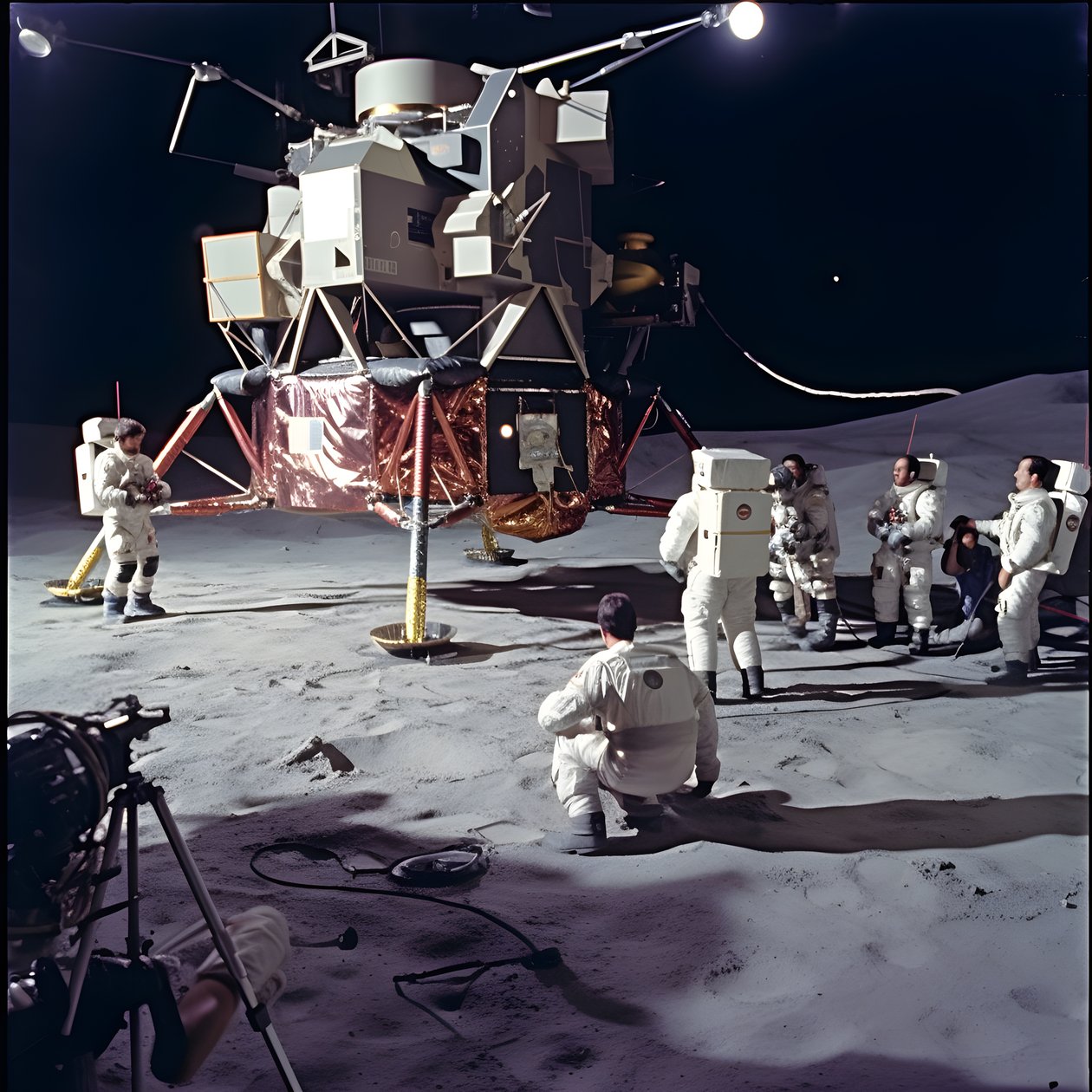 Gruppe von Menschen mit TV-Kamera, die die Faelschung des Apollo 11-Projekts zeigen sollen 4 alkotó: Kurt Heppke