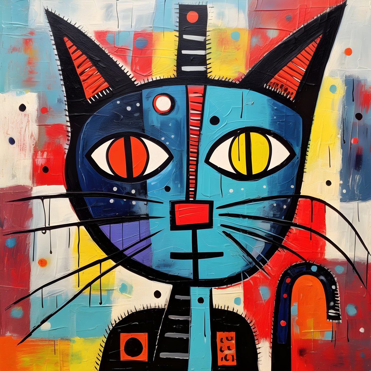 Niedliche Katze, im Stil von Picasso, Joan Miro und Basquiat 4 alkotó: Kurt Heppke