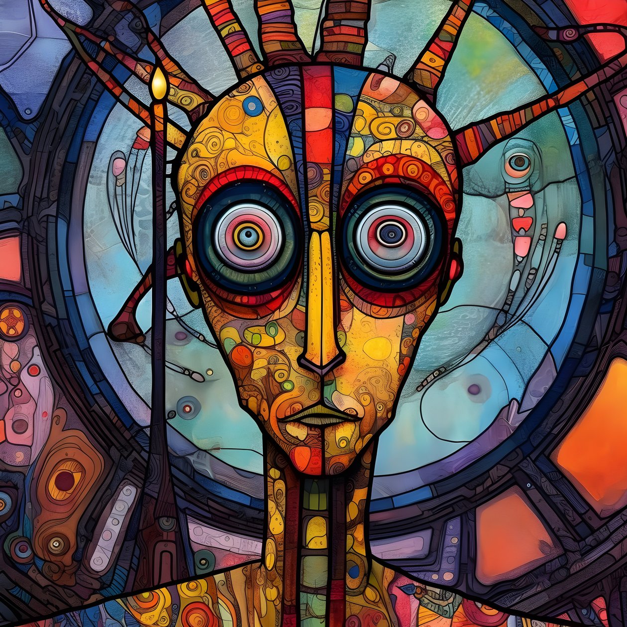Carnival Cajun Swamp Mutant Sci-Fi Droid, Tim Burton és Beksinski 4 művészi stílusában alkotó: Kurt Heppke