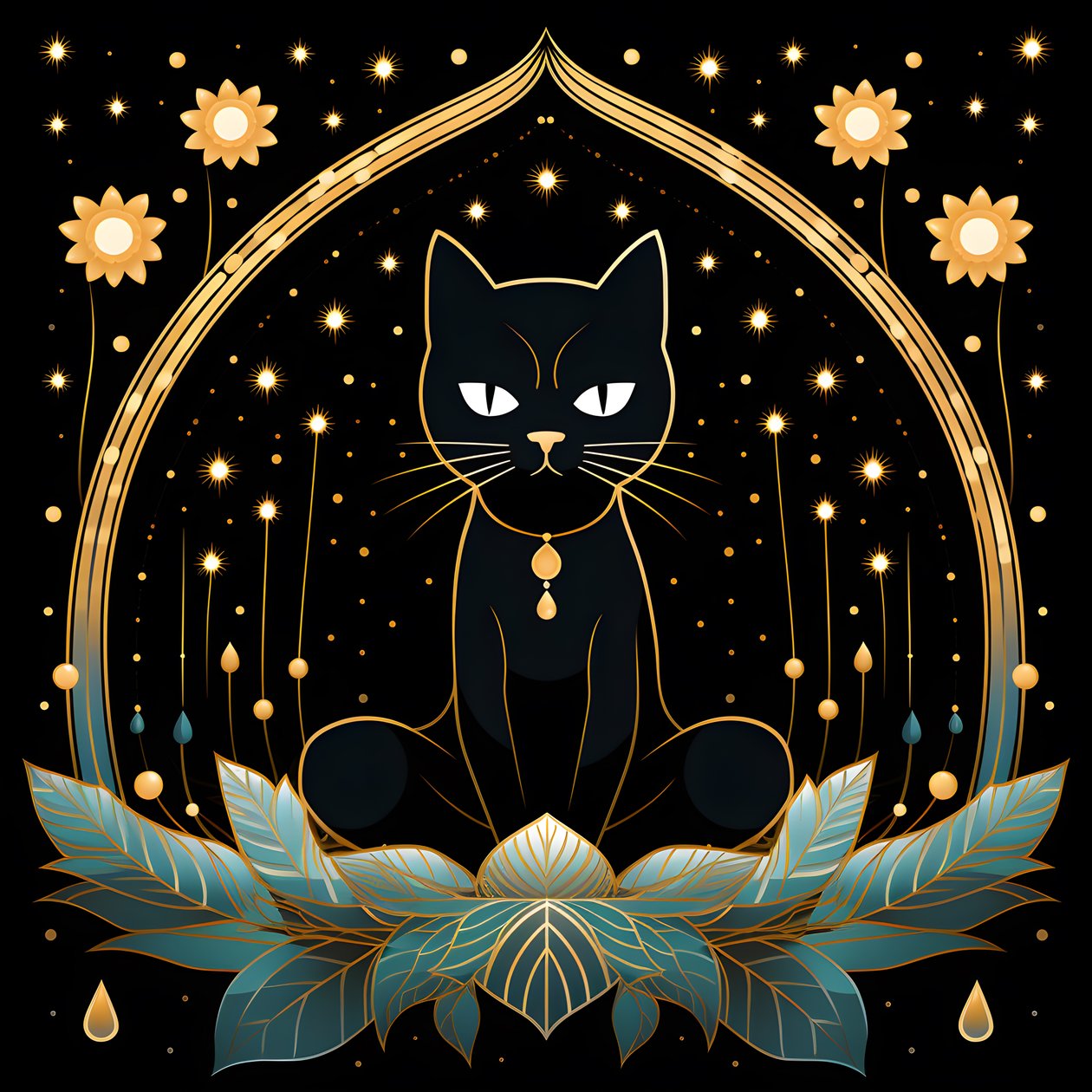 Katze in Meditation auf einer Lotusblume sitzend 4 alkotó: Kurt Heppke