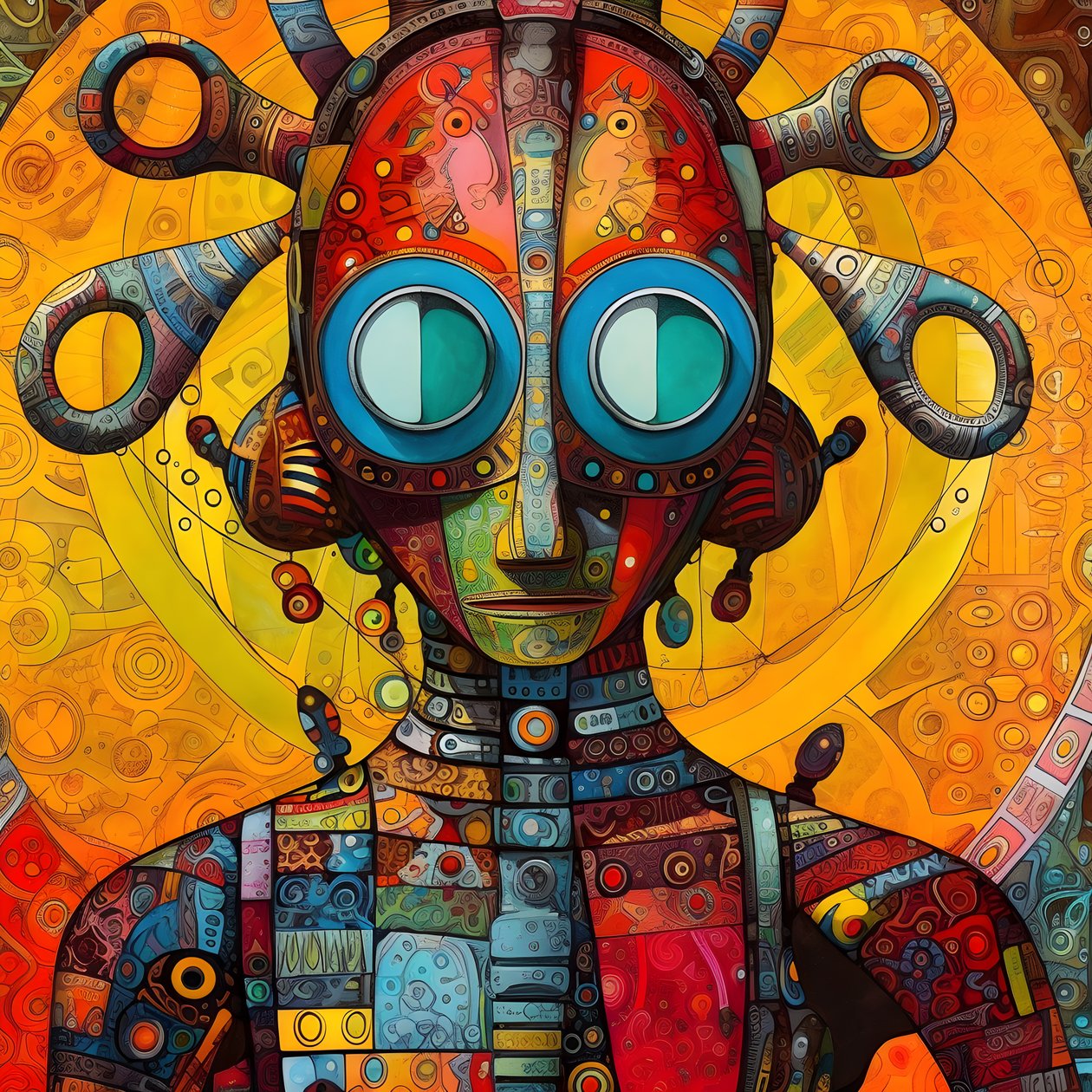 Carnival Cajun Swamp Mutant Sci-Fi Droid, Tim Burton és Beksinski 1 művészi stílusában alkotó: Kurt Heppke