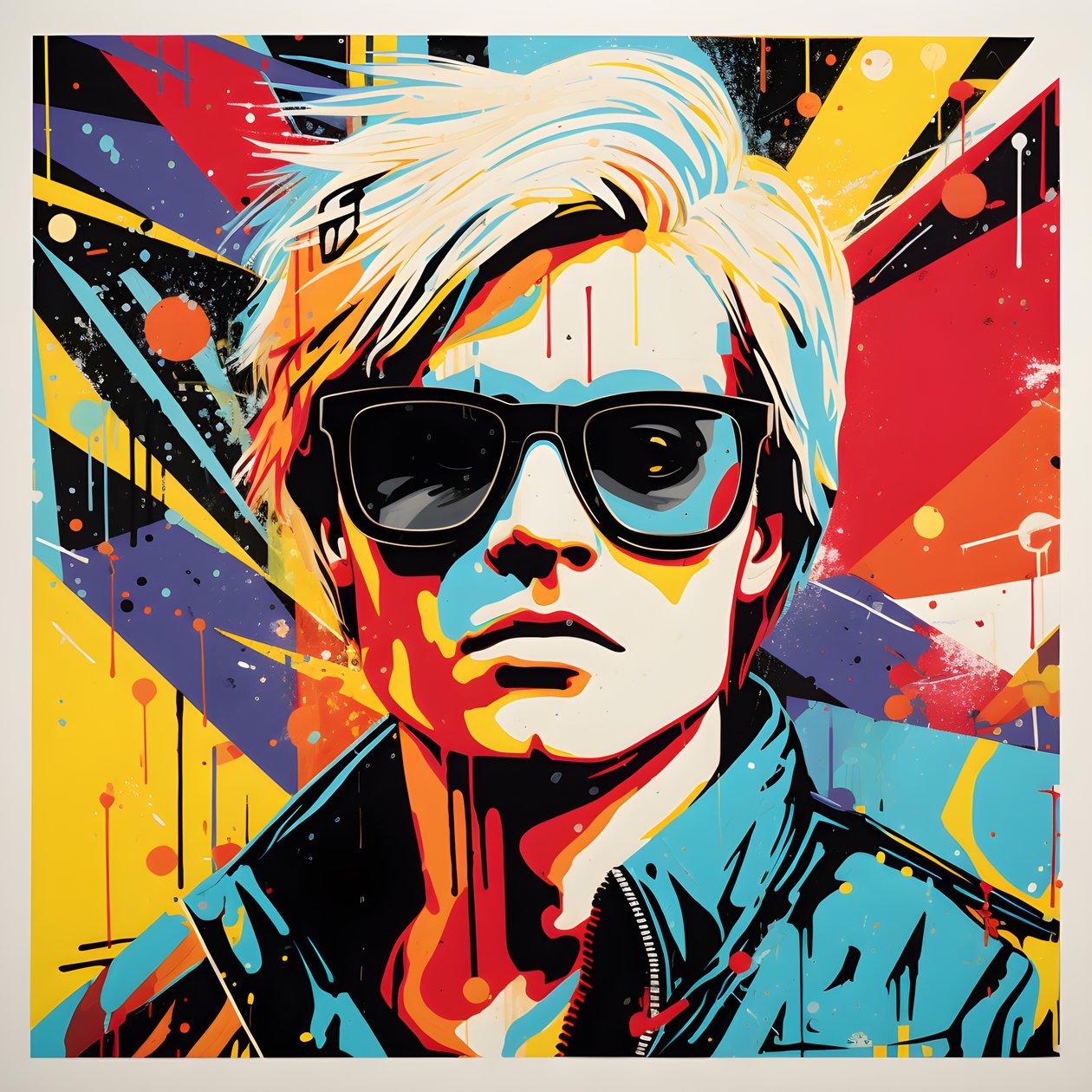 Pop Art portré, féltestes, Színes, grafikus, Reggel, Andy Warhol, Roy Lichtenstein, Robert Rauschenberg, Jasper Johns, Keith Haring stílusában 1 alkotó: Kurt Heppke