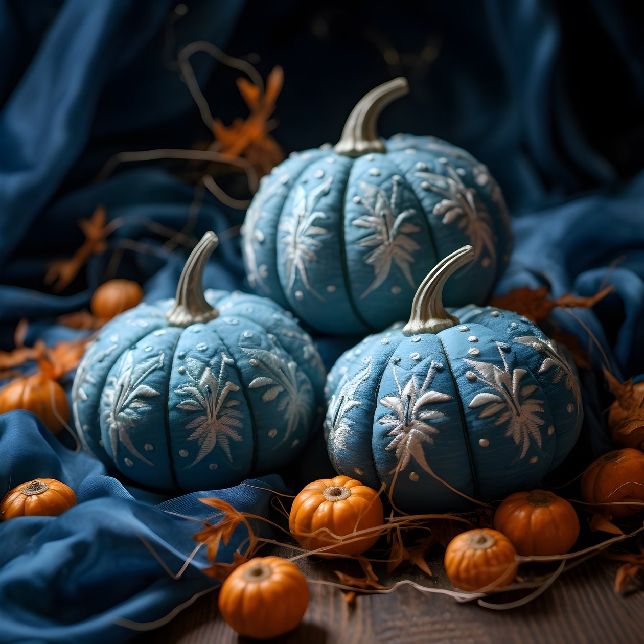Stickereikuerbisse in Blautoenen 2 alkotó: Kurt Heppke