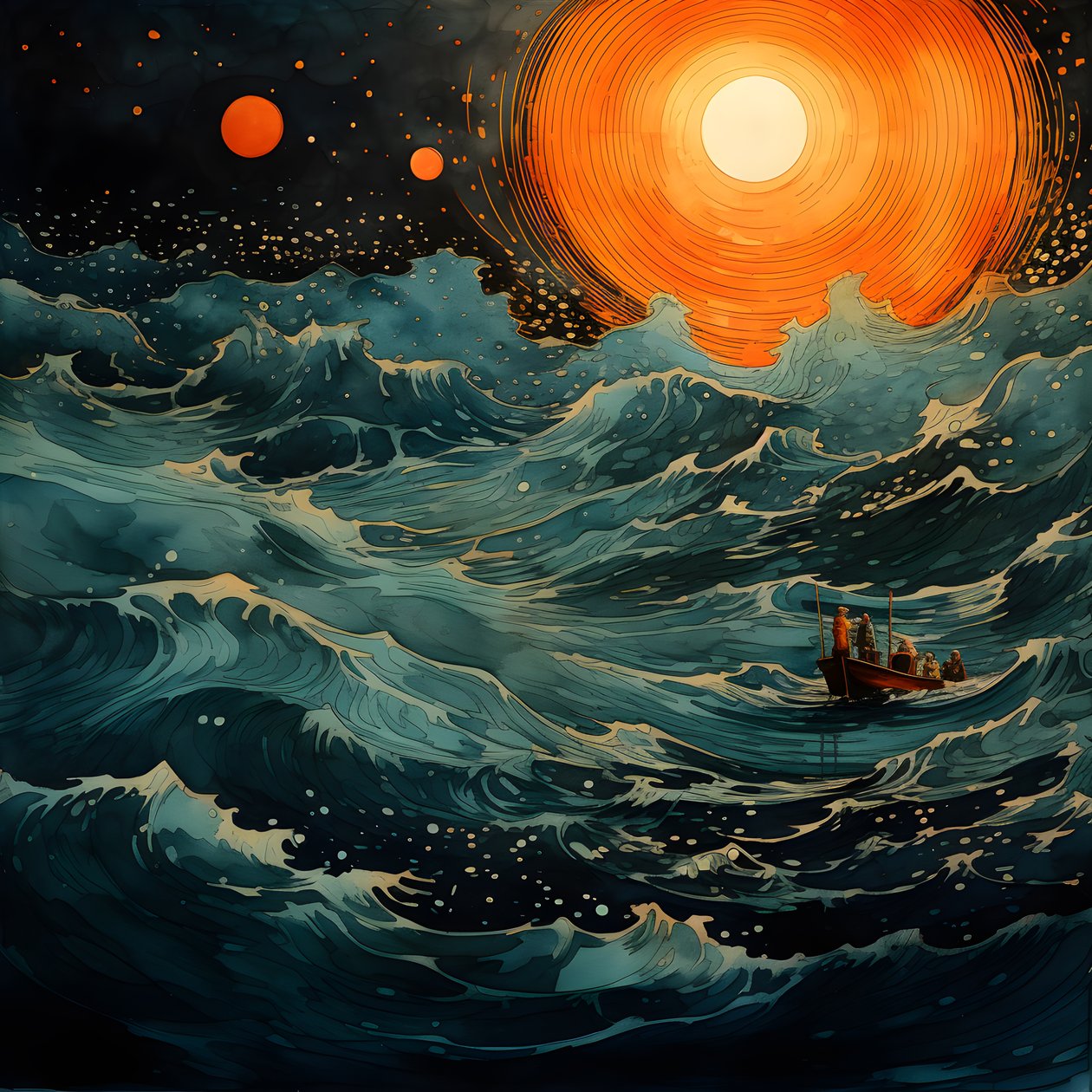 Zwei Boote glitten lautlos durch tintenschwarzes Wasser auf die wirbelnde Charybdis zu, der Vollmond war das einzige Licht in der leeren Welt der Nordsee. 3 alkotó: Kurt Heppke