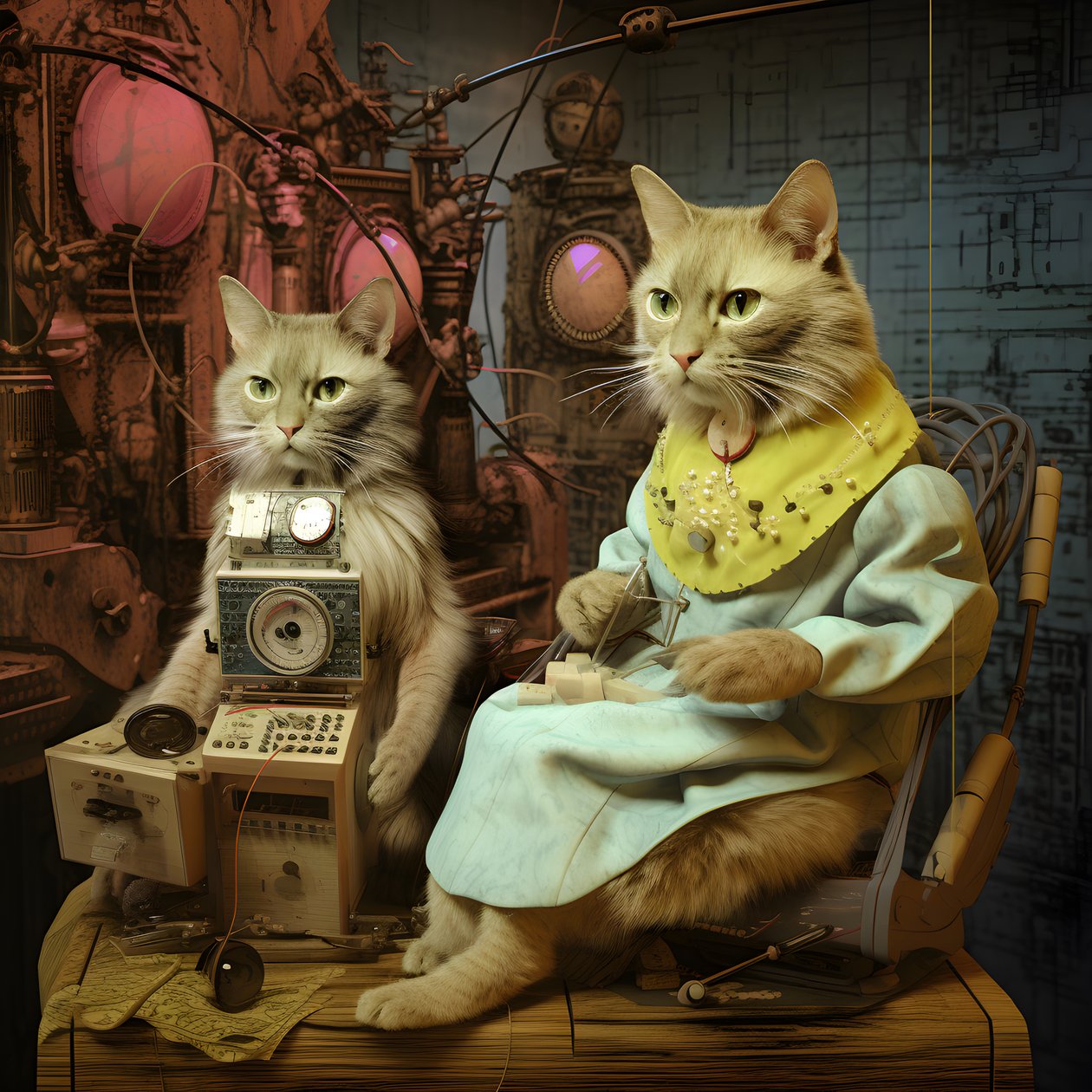 Két antropomorf macska, Tomcat és Cat, Kubrick Ian Synthetic 2 alkotó: Kurt Heppke