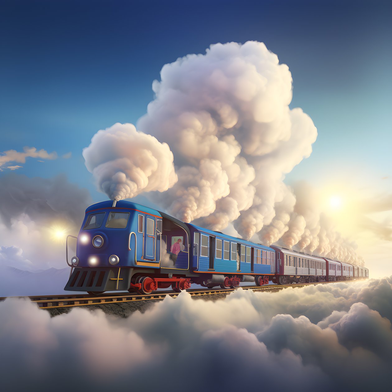 a fast moving social media train flying through the clouds hanging by a thread 2 alkotó: Kurt Heppke