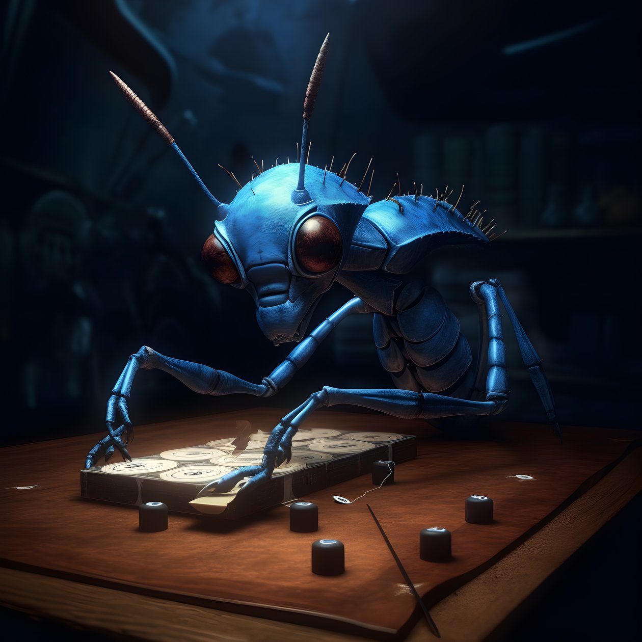 anthropomorphe Wildameise mit Augenbrauen und blauen Augen 2 alkotó: Kurt Heppke