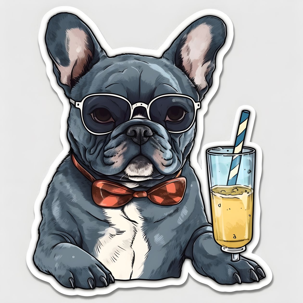 aufkleber, coole französische bulldoggen, trinken einen cocktail 4 alkotó: Kurt Heppke