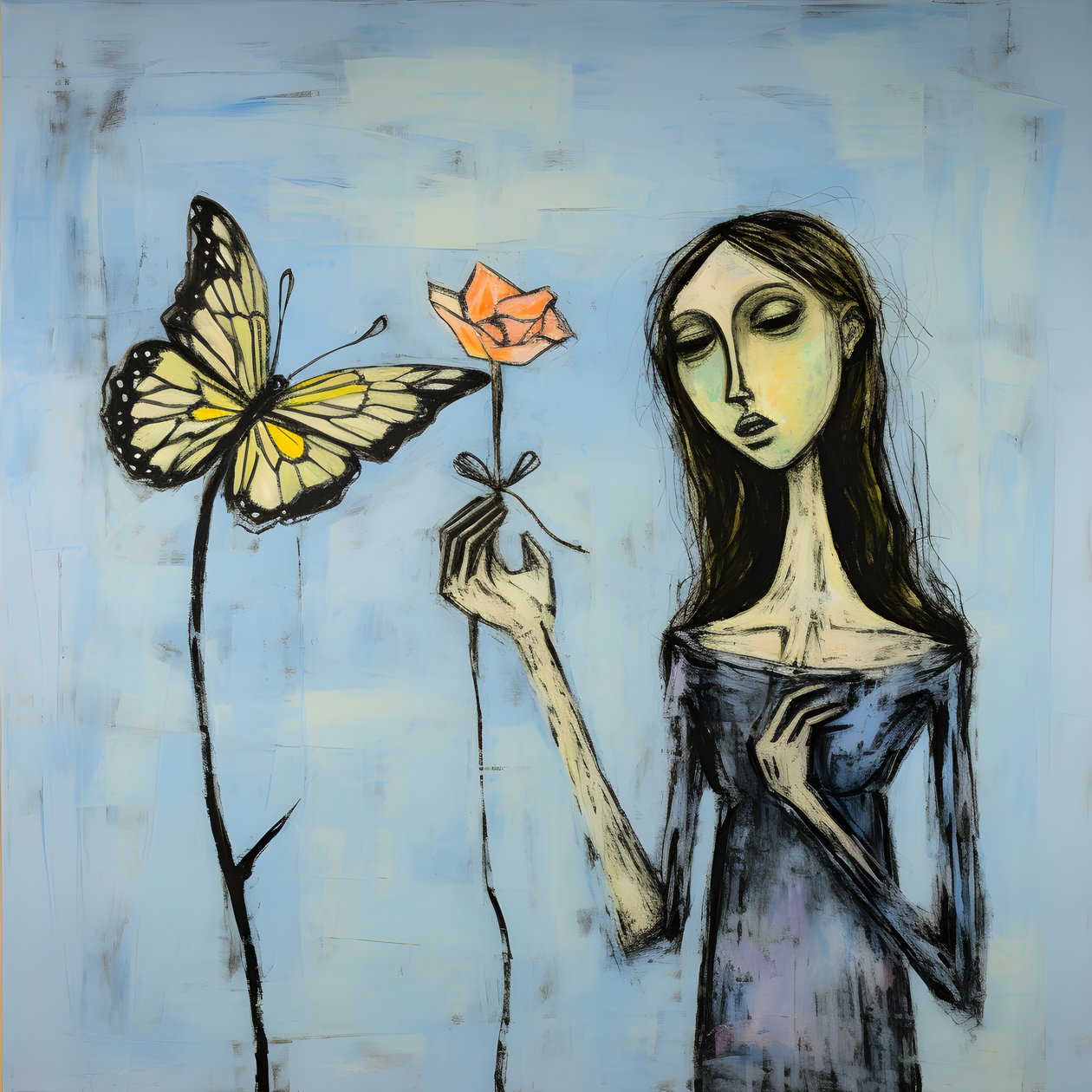 ein originales aquarell eines engels, der einen schmetterling haelt 3 alkotó: Kurt Heppke