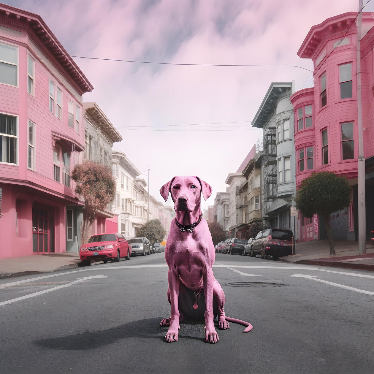 ein rosa hund mitten in der stadt san fransisco 1 alkotó: Kurt Heppke